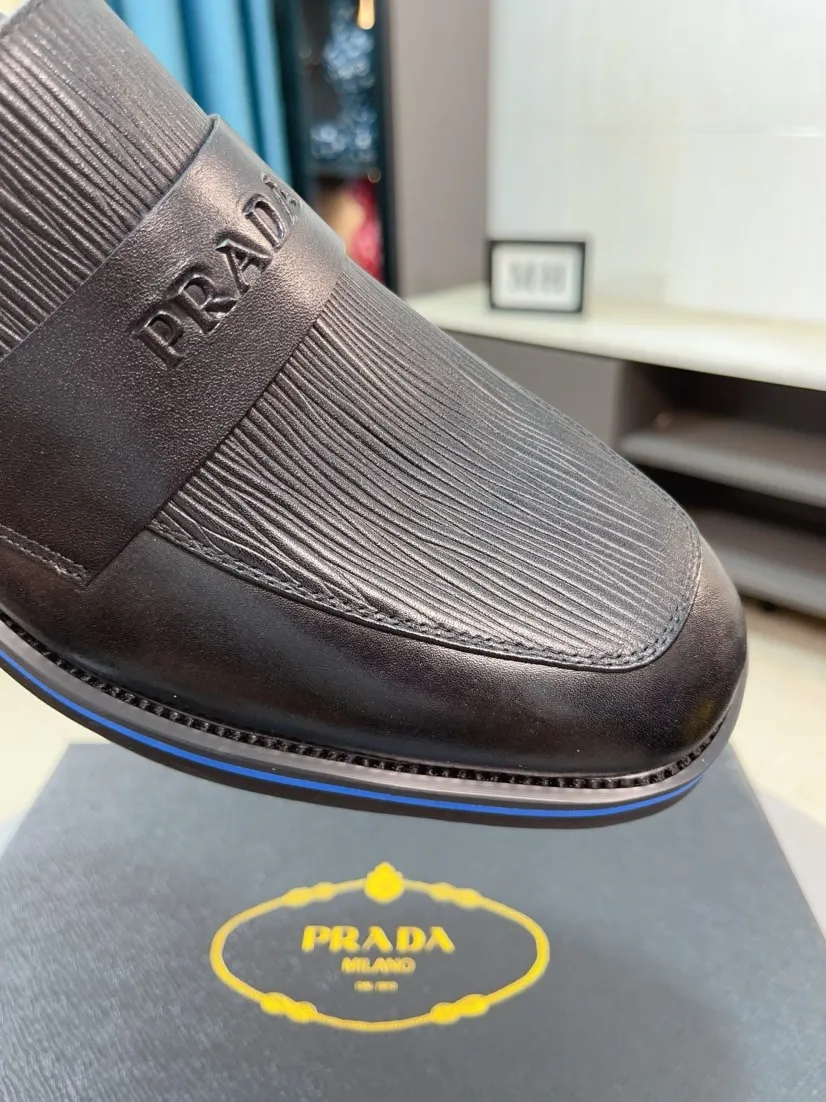 Men's shoes 💰540🌹🌹【PRADA Leather Shoes】Top purchasing agency Original imported Italian custom-made open-edge beaded cowhide leather surface, fully imported water-dyed breathable cowhide lining, original factory special molded sole super comfortable, size: 38-44